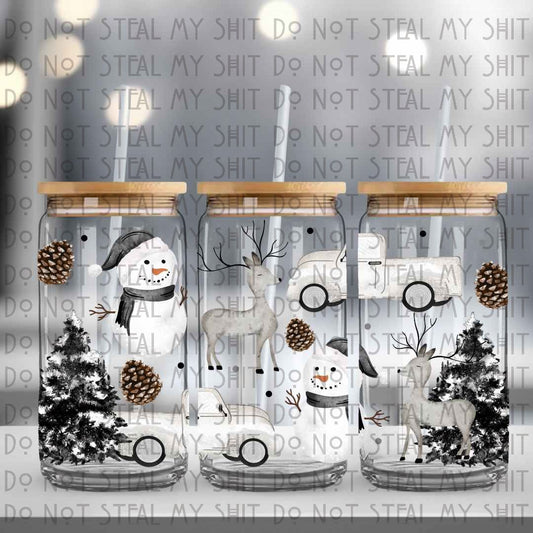 Whimsical Winter Glass Can