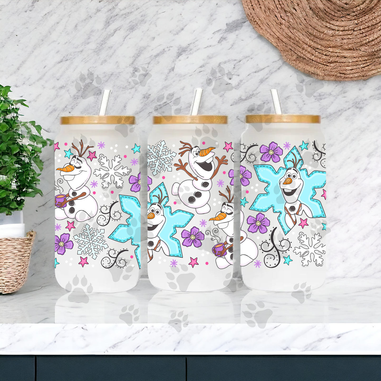 Frozen Snowflake Cup Wrap UV DTF