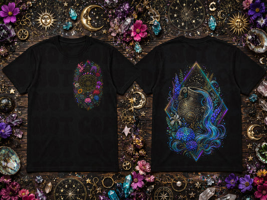 Aquarius Zodiac Blk Tee