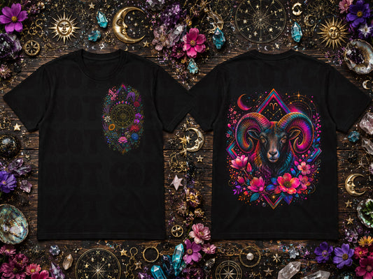 Aries Zodiac Blk Tee