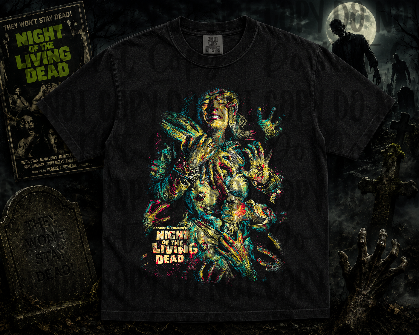 Night of the Living Dead blk tee
