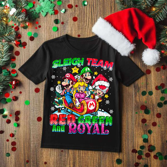 Sleigh Team Red Green and Royal