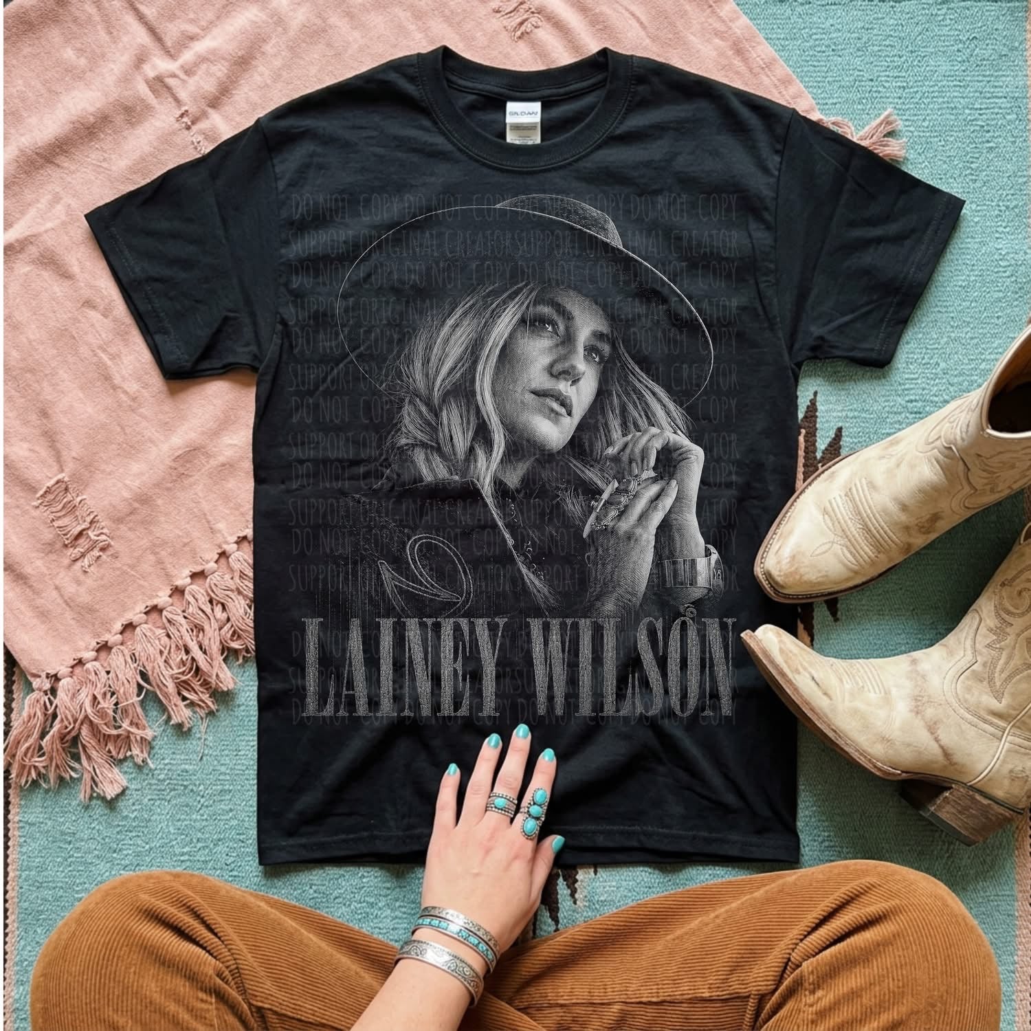 LW B&W Black Tee