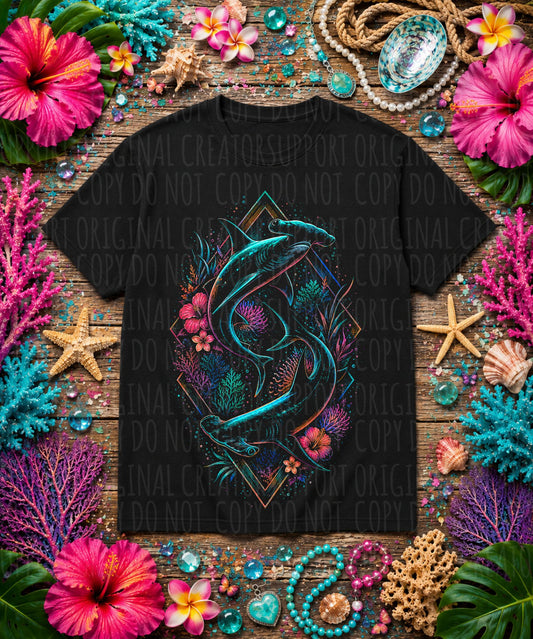 Hammerhead Shark Tropical Floral