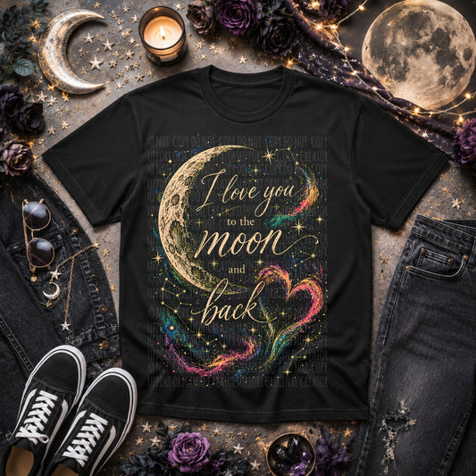 To The Moon And Back Blk Tee