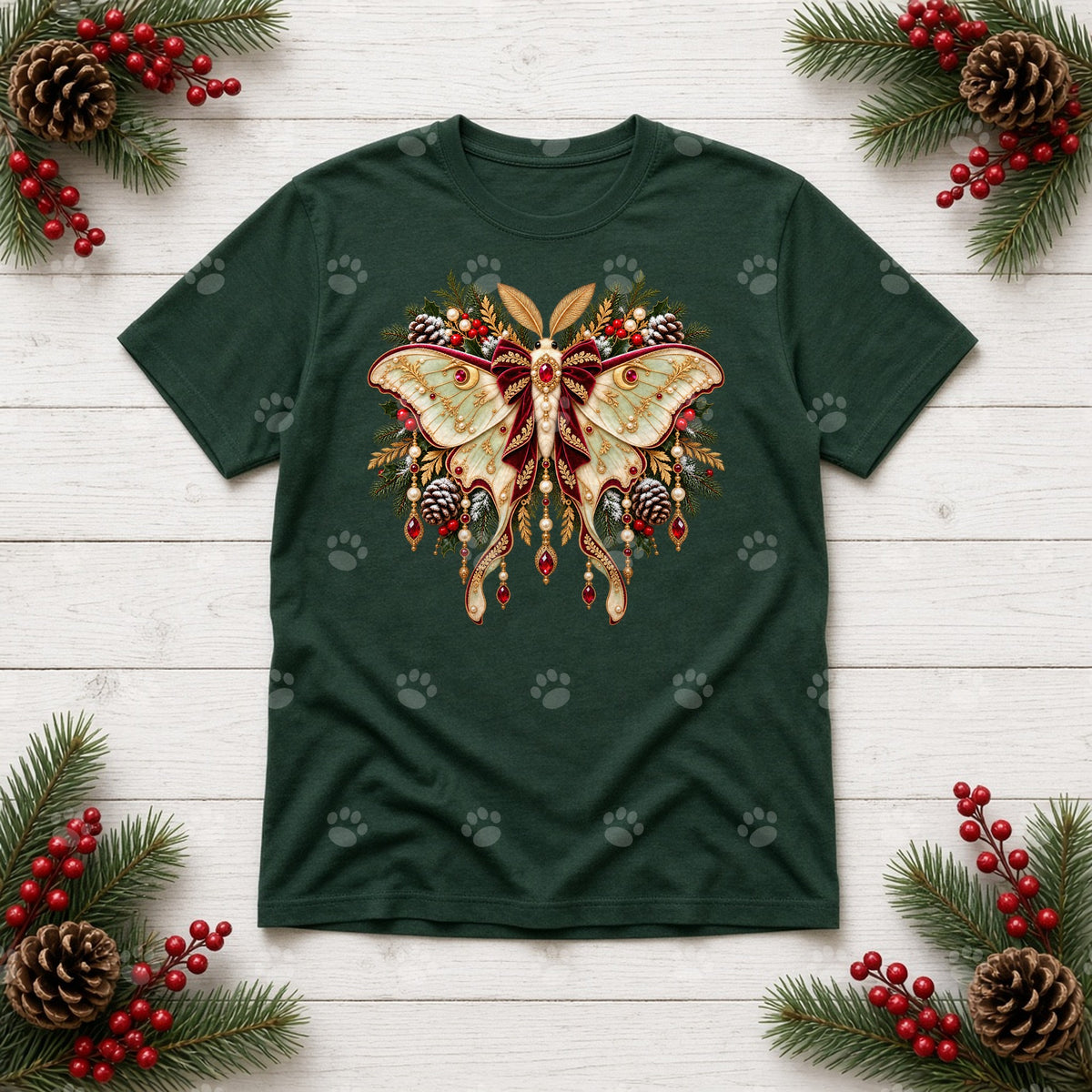 Christmas Luna Moth DTF transfer