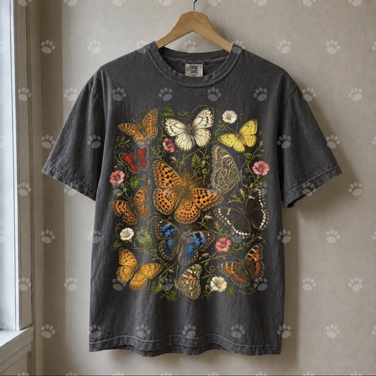 Vintage Butterflies & Wildflowers DTF transfer