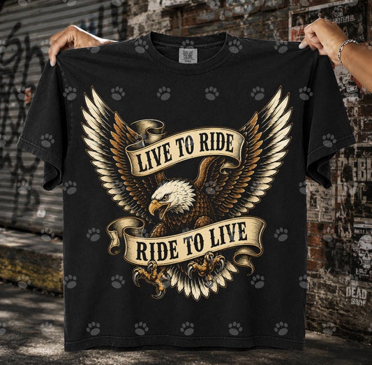 Live to Ride Ride to Live Eagle DTF transfer