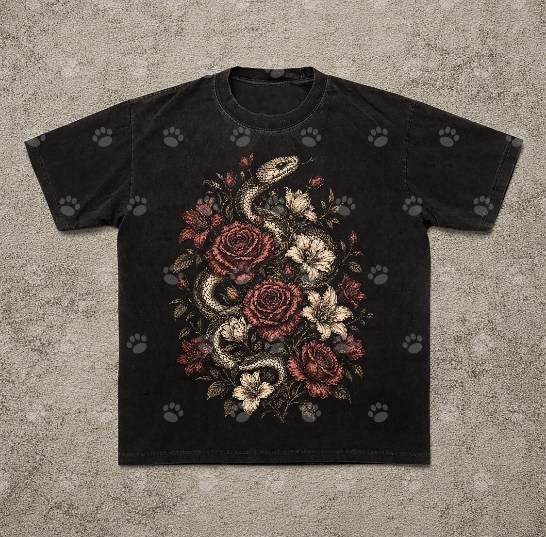 Snake & Roses Floral DTF transfer
