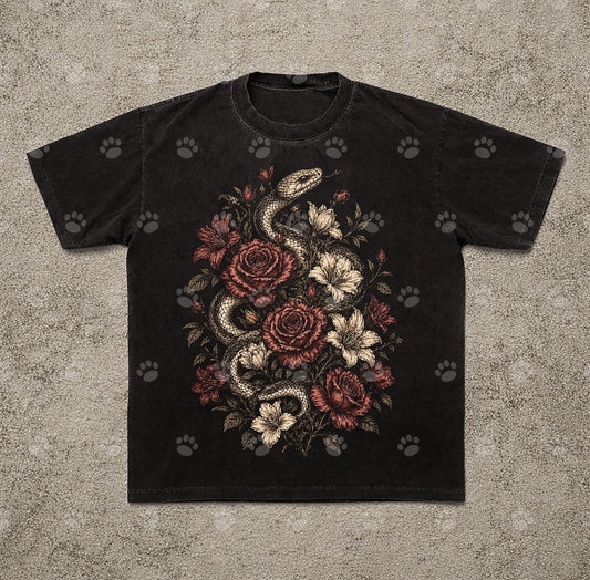 Snake & Roses Floral DTF transfer
