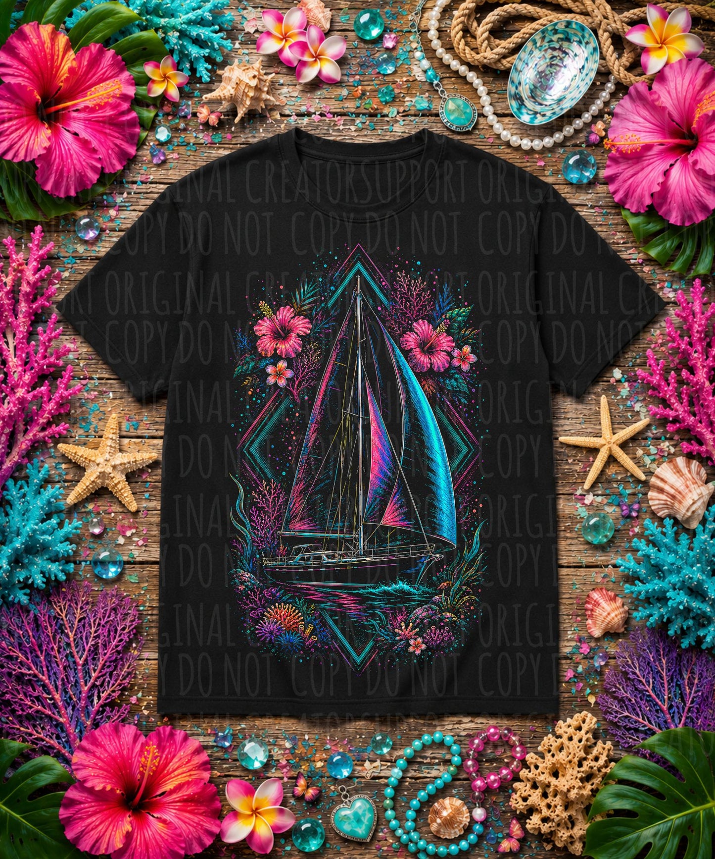 Sailboat Tropical Floral